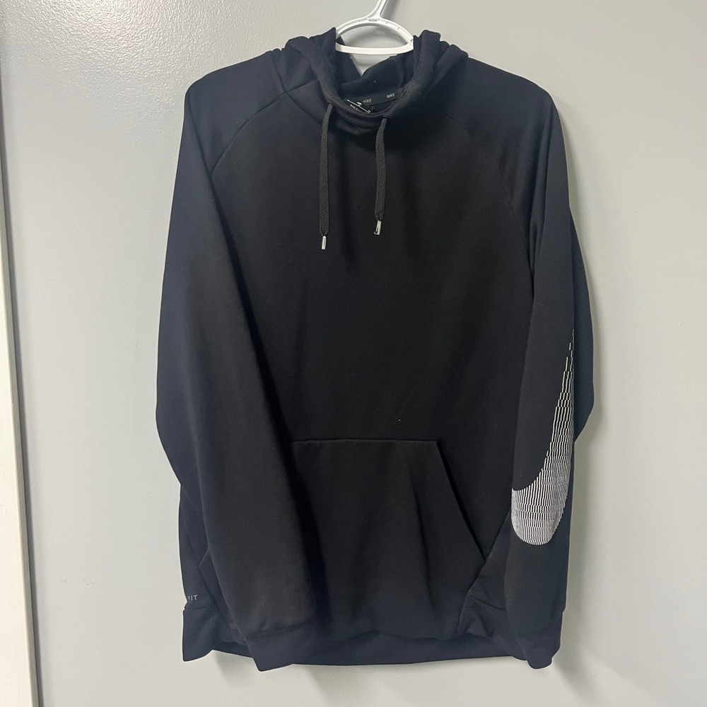Nike Dri-FIT Mens Training Hoodie Black Graphic Sleeve Swoosh AJ4434-010 Size M